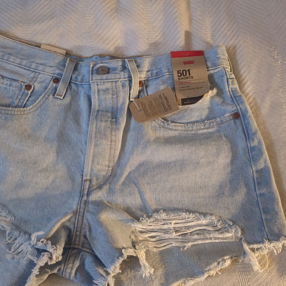 Levi's Blue Jean Shorts Distressed High-Waisted